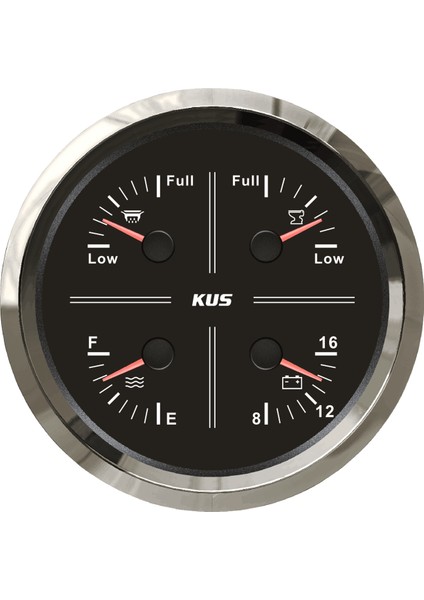 Kus 4'lü Temiz Su + Pis Su + Gri Su + 12V Voltmetre Göstergesi Siyah 111MM