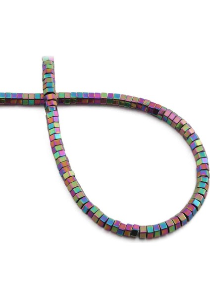 Hematit Doğal Taş Parlak Gökkuşağı Rondela Kesim 4X2MM Dizi