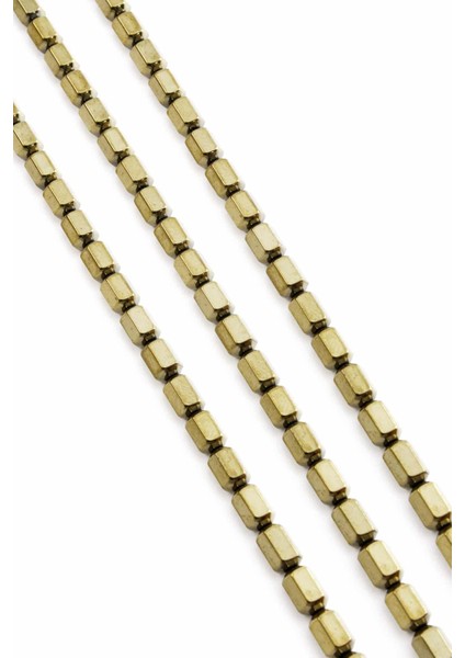 Hematit Doğal Taş Parlak Antik Sarı Altıgen Silindir 4X6MM Dizi