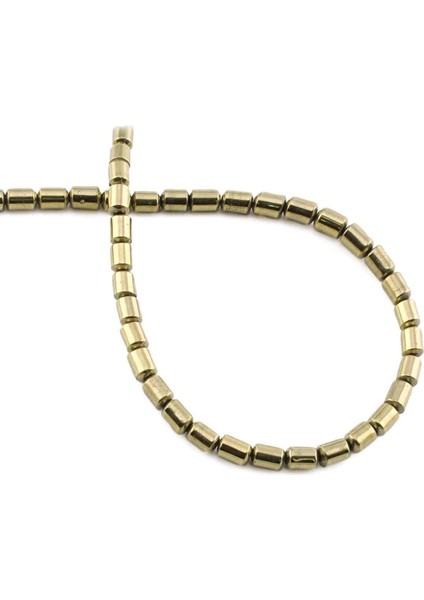 Hematit Doğal Taş Parlak Antik Sarı Silindir Kesim 4X6MM Dizi