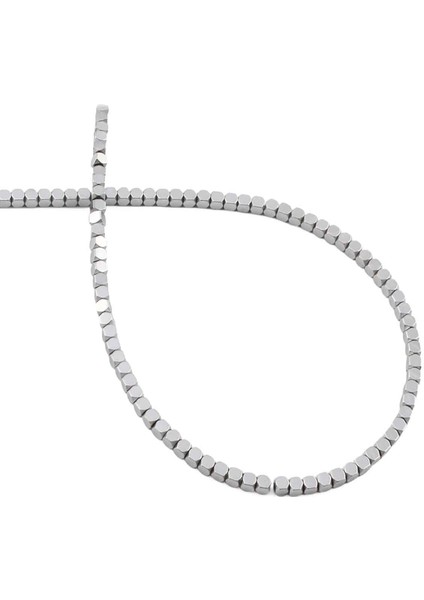 Hematit Doğal Taş Parlak Gümüş 2X2MM Dizi