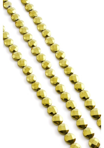 Hematit Doğal Taş Parlak Gold Yuvarlak Bombeli Faset Kesim 8mm Dizi fiyatları