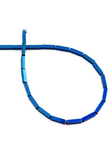 Hematit Doğal Taş Parlak Mavi Dikdörtgen Kesim 2X8MM Dizi