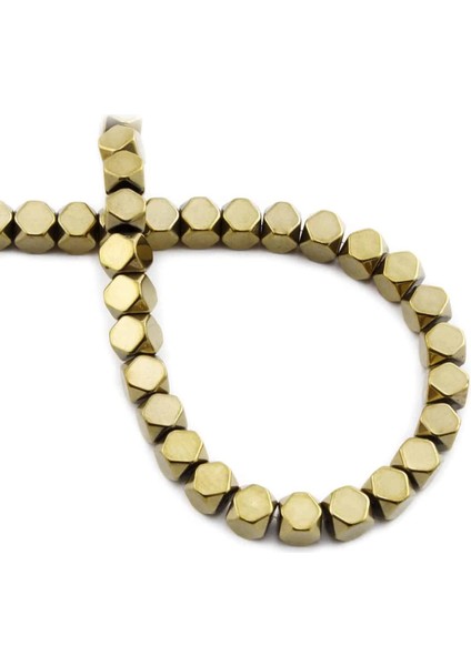 Hematit Doğal Taş Parlak Antik Sarı Küp Kesim 6X6MM Dizi