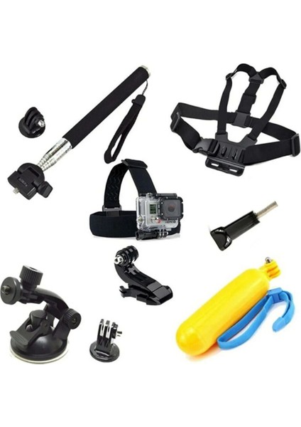 Tüm Aksiyon Kameralara Uyumlu Evrensel Aksesuar Seti 9 Parça