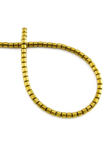 Hematit Doğal Taş Parlak Gold Silindir Kesim 3X3MM Dizi