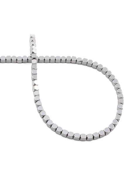 Hematit Doğal Taş Parlak Gümüş 4X4MM Dizi