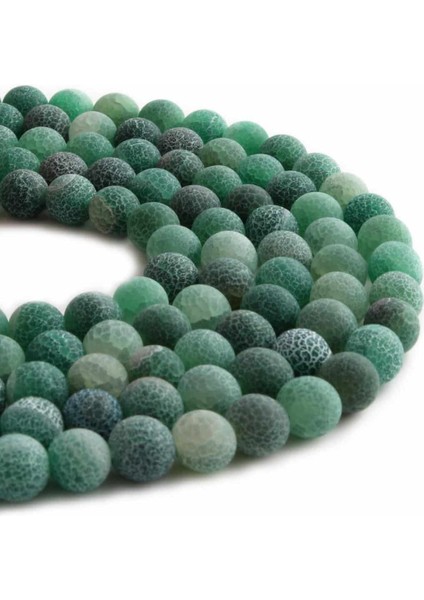 Yengeç Akik Doğal Taş Mat Yeşil Küre Kesim 8mm Dizi