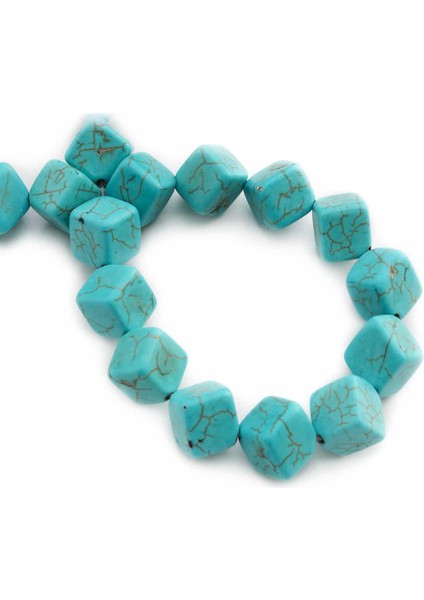 Turkuaz Sıkma Doğal Taş Mavi Dörtgen Kesim 10X10MM Dizi