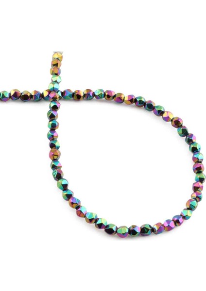 Hematit Doğal Taş Parlak Gökkuşağı 4X4MM Dizi