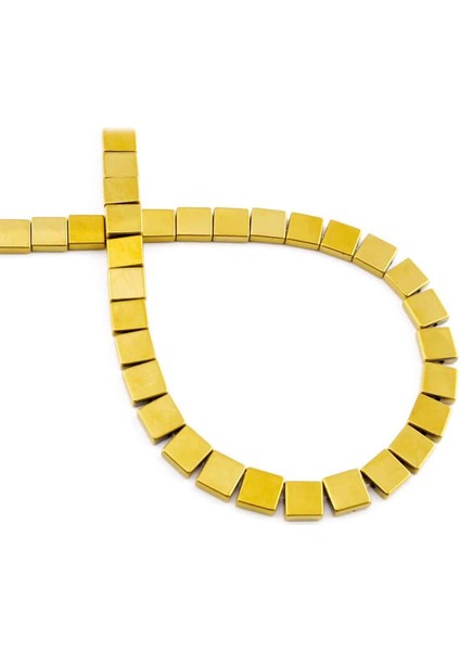 Hematit Doğal Taş Parlak Gold 6X6MM Dizi