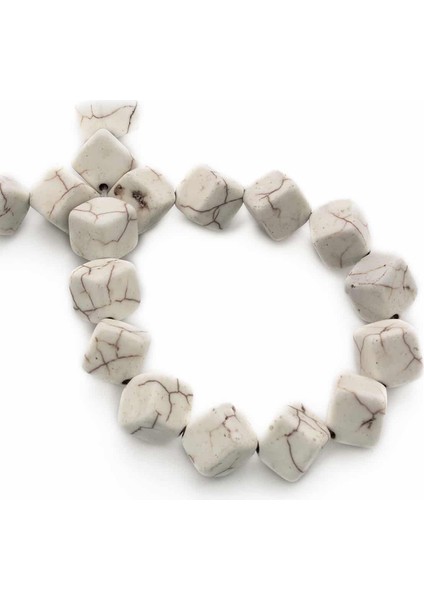 Turkuaz Sıkma Doğal Taş Beyaz Dörtgen Kesim 10X10MM Dizi