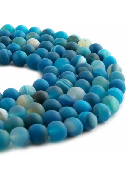 Madagaskar Akik Doğal Taş Mat Mavi Küre Kesim 8mm Dizi fiyatları
