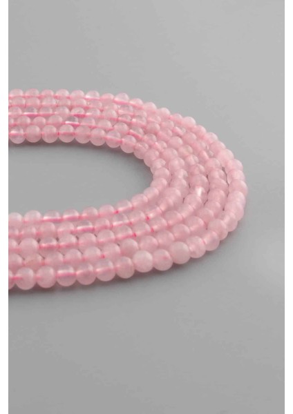 Kuvars Doğal Taş Parlak Pembe Küre Kesim 4mm Dizi