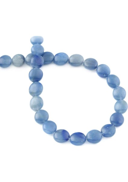 Aventurin Doğal Taş Mavi Daire Kesim 10MM Dizi