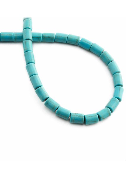Turkuaz Sıkma Doğal Taş Mavi Silindir Kesim 6X8MM Dizi