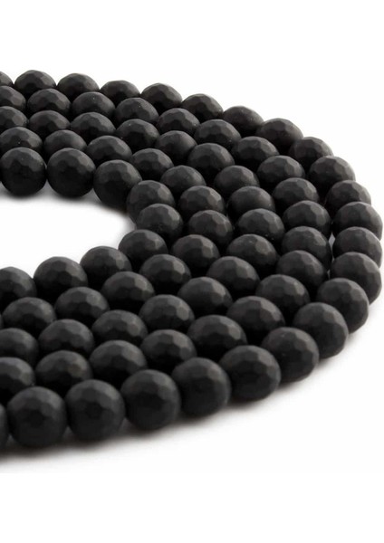 Oniks Doğal Taş Mat Siyah Küre Faset Kesim 8mm Dizi fiyatları