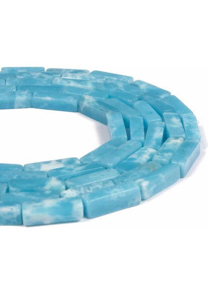 Agalmatolite Doğal Taş Parlak Mavi Dikdörtgen Kesim 4X13MM Dizi