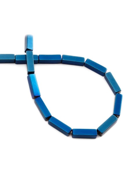 Hematit Doğal Taş Parlak Mavi Dikdörtgen Kesim 4X13MM Dizi