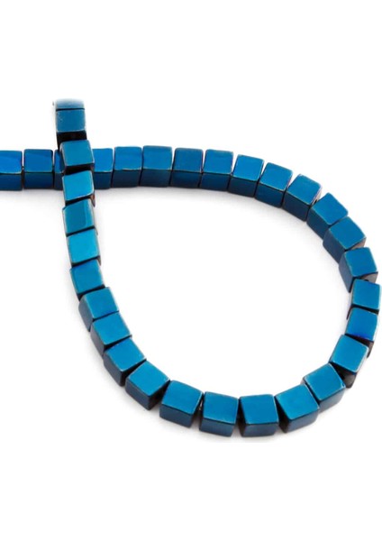 Hematit Doğal Taş Parlak Mavi Küp Kesim 6X6MM Dizi