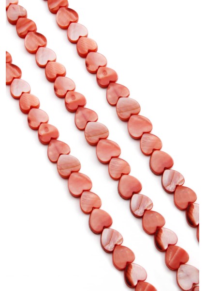 Sedef Doğal Taş Parlak Açık Kırmızı Kalp Kesim 10X3MM Dizi [ab+]