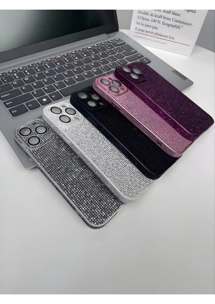 Apple iPhone 14 Pro Max Uyumlu Taşlı Simli Kamera + Lens Korumalı Kılıf fiyatları