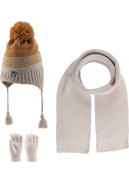 4-8 Yaş Erkek Bebek & Çocuk Atkı Bere Eldiven 3'lü Takım