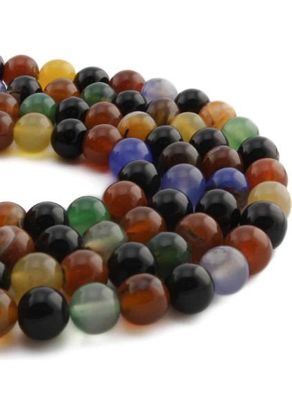 Akik Doğal Taş Parlak Karışık Küre Kesim 10MM Dizi fiyatları