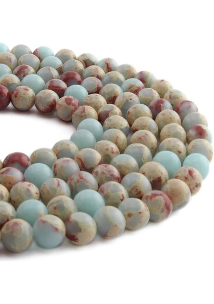 Agalmatolite Doğal Taş Parlak Açık Mavi Küre Kesim 8mm Dizi