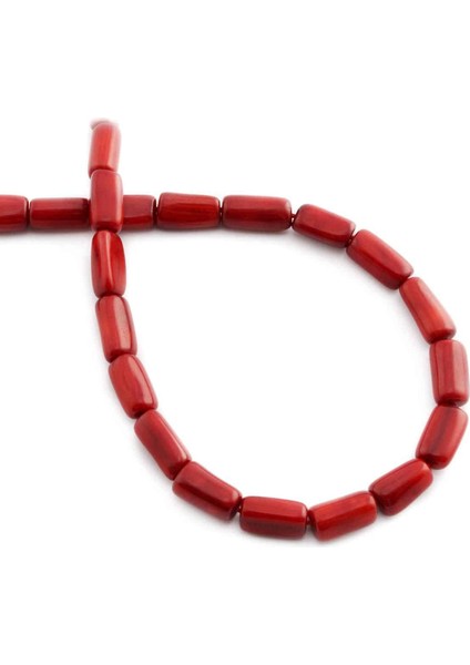 Mercan Doğal Taş Kırmızı Silindir Kesim 7X13MM Dizi