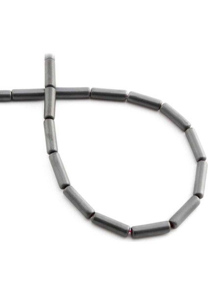Hematit Doğal Taş Mat Gri Silindir Kesim 4X13MM Dizi