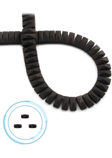 Hematit Doğal Taş Mat Siyah Piramit Kesim Çift Delikli 8X4MM Dizi