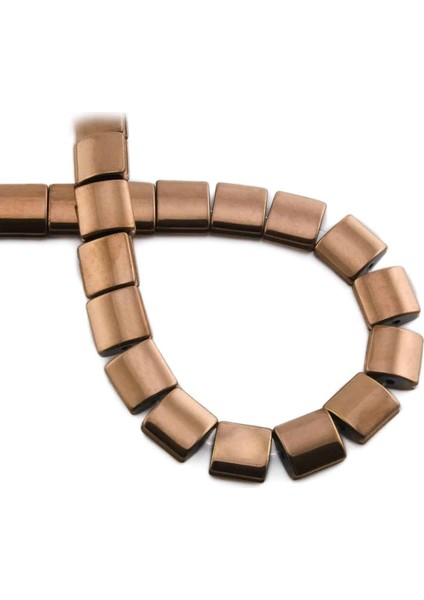 Hematit Doğal Taş Parlak Kahverengi Yassı Kare Kesim 10X10MM Dizi