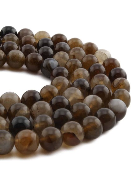 Akik Doğal Taş Parlak Kahverengi Küre Kesim 10MM Dizi