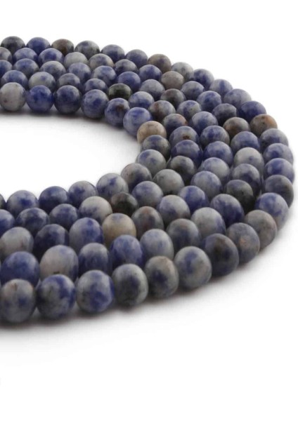 Sodalit Doğal Taş Parlak Benekli Mavi Küre Kesim 6mm Dizi