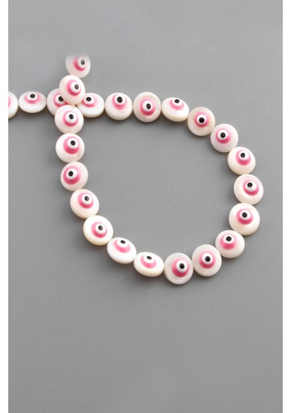 Sedef Doğal Taş Parlak Pembe Daire Kesim 9X3MM Dizi [ab+]