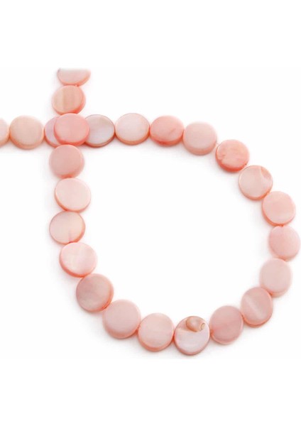 Sedef Doğal Taş Parlak Açık Pembe Daire Kesim 8X3MM Dizi [ab+]