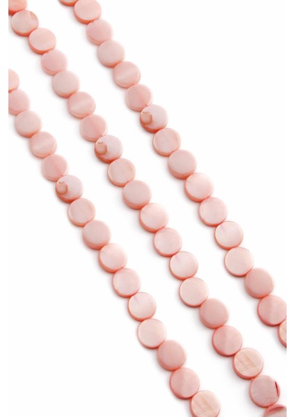 Sedef Doğal Taş Parlak Açık Pembe Daire Kesim 8X3MM Dizi [ab+] fiyatları