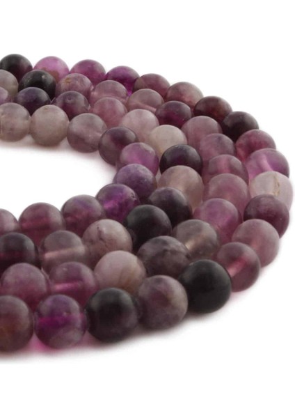 Florit Doğal Taş Parlak Mor Küre Kesim 10MM Dizi