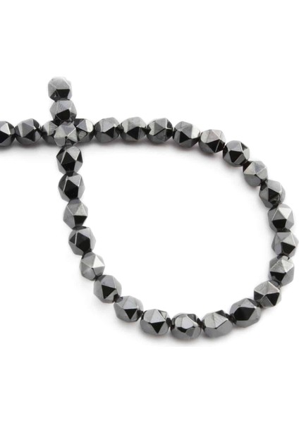 Hematit Doğal Taş Parlak Füme Hegzagonal Kesim 6mm Dizi