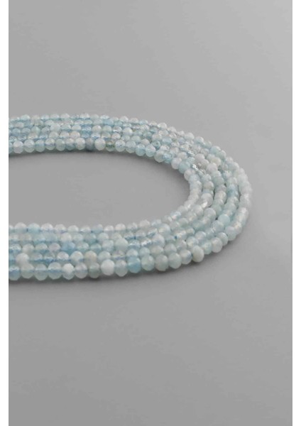 Akuamarin Doğal Taş Parlak Küre Kristal Kesim 3mm Dizi [aa]