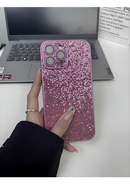 Apple iPhone 11 Uyumlu Taşlı Simli Kamera + Lens Korumalı Kılıf