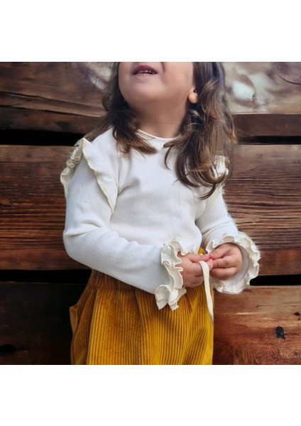 Kolları Fırfırlı Fitilli Kız Bebek -Kız Çocuk Bluz