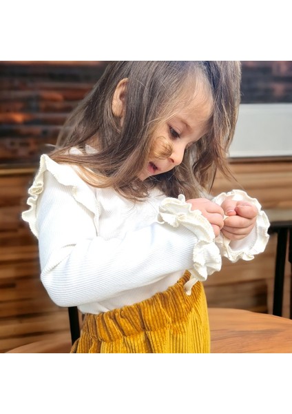 Kolları Fırfırlı Fitilli Kız Bebek -Kız Çocuk Bluz