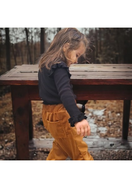 Kolları Fırfırlı Fitilli Kız Bebek -Kız Çocuk Bluz