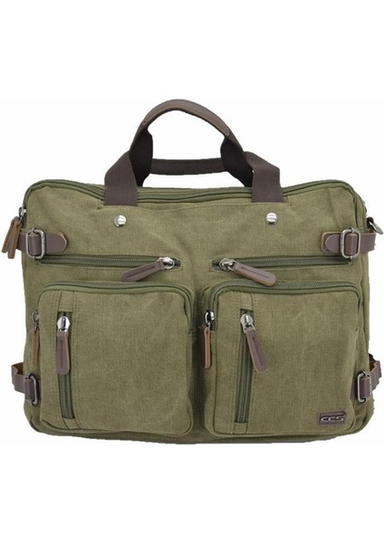 Ççs London 31458 Kanvas Sırt Laptop ve Evrak Çantası Haki