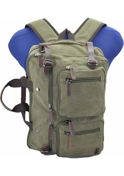 Ççs London 31458 Kanvas Sırt Laptop ve Evrak Çantası Haki fırsatları