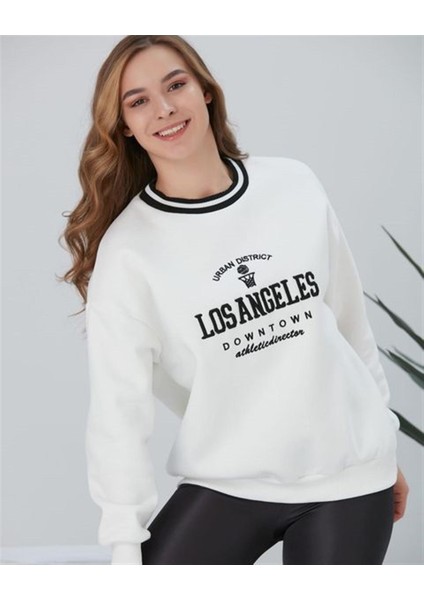 Sweat 0990-1463 Bisiklet Yaka Los Angeles Nakış