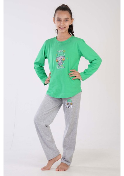 Pamuklu Kız Çocuk Uzun Kol Pijama Takım(3-4/7-8)