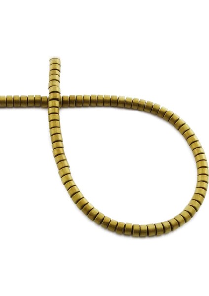 Hematit Doğal Taş Mat Açık Sarı Daire Kesim 4X2MM Dizi